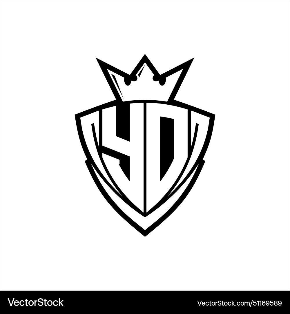 Yd letter logo with sharp triangle shield shape Vector Image