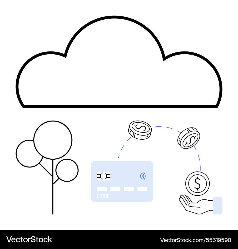 Cloud computing with digital payment concept Cloud computing with digital payment concept vector image