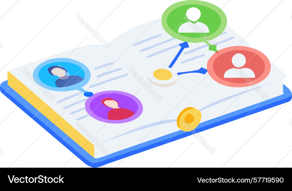 Collaborative learning network concept design Vector Image