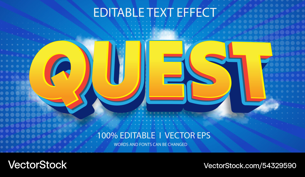 Editable quest 3d text effect with modern style Editable quest 3d text effect with modern style vector image