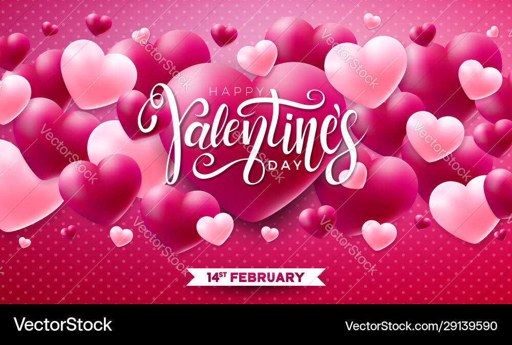 Happy valentines day design with red heart Happy valentines day design with red heart vector image