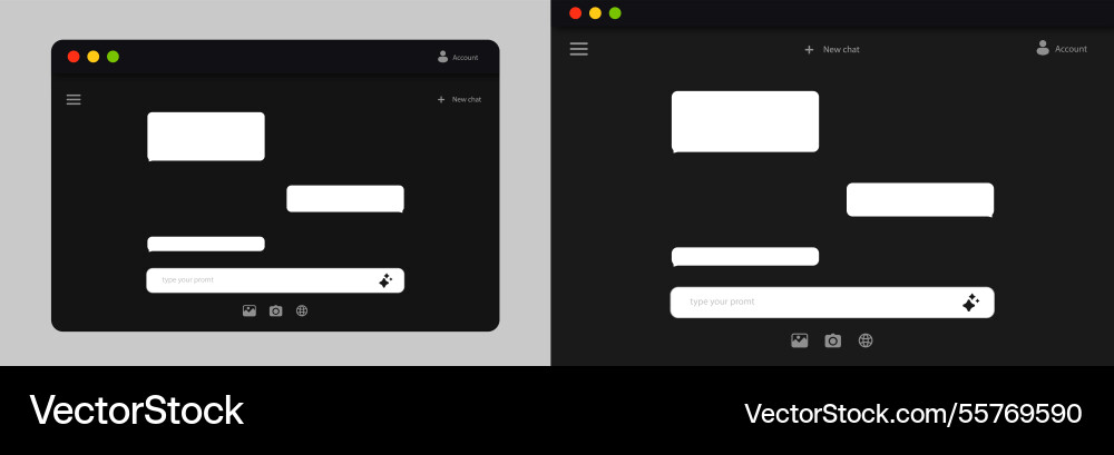 Two dark-themed chat interfaces displaying simple Vector Image