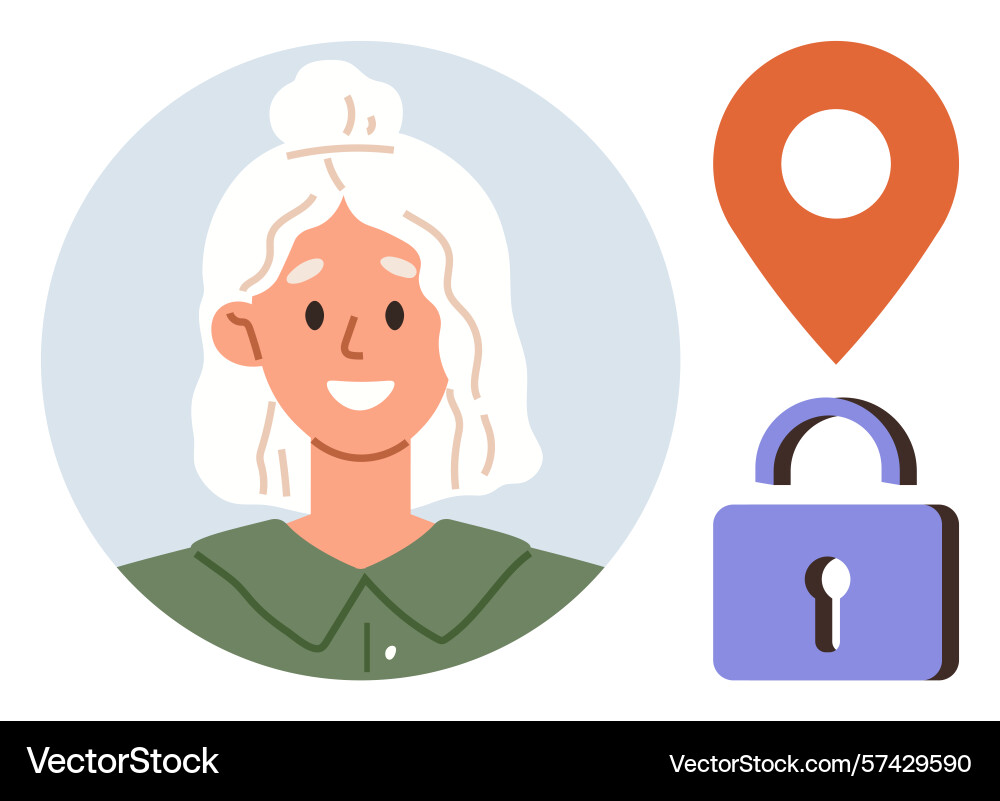 User profile with location marker and privacy lock User profile with location marker and privacy lock vector image