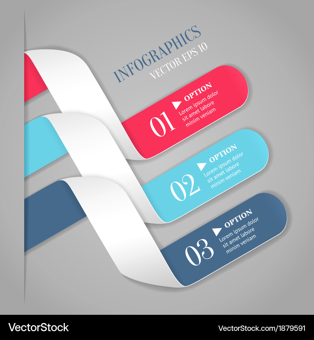 Colored bended lines with numbers vector image