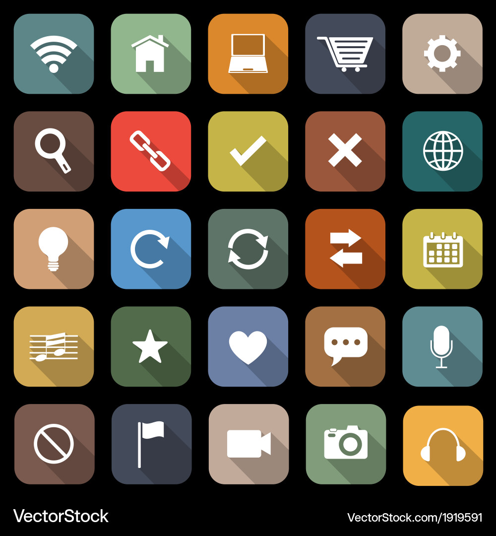 Flat Web Icons with Shadow vector image