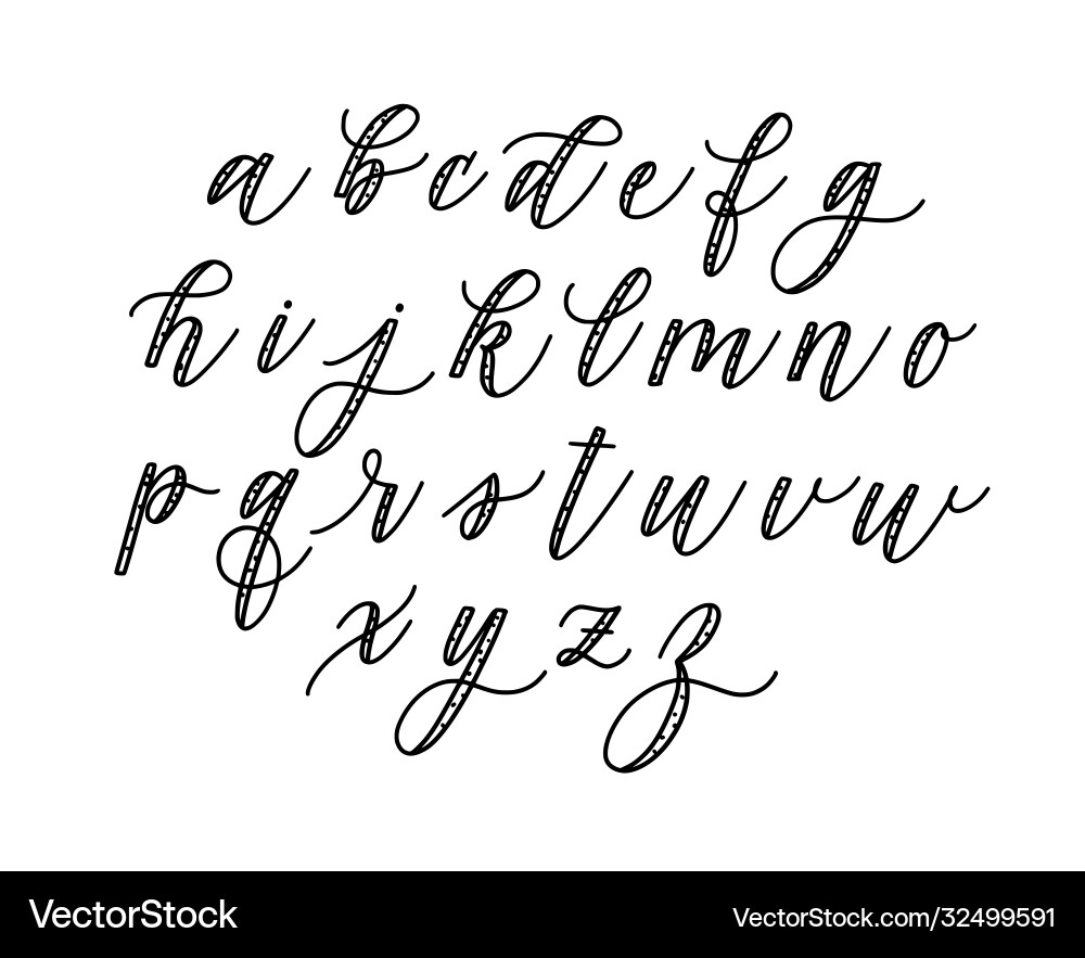 Fun doodle calligraphy alphabet type lowercase abc vector image