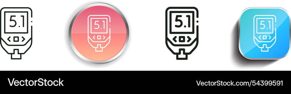 Glucose meter icon thin linear regular and button Glucose meter icon thin linear regular and button vector image