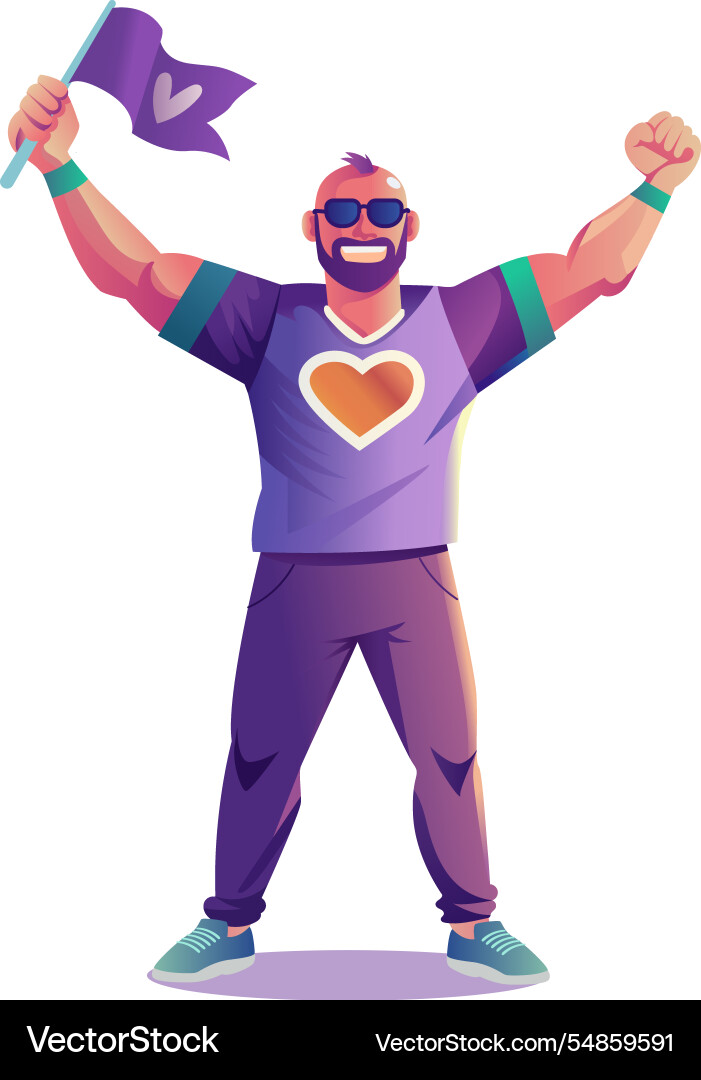 Golf fan holding out flag in hand flat Vector Image