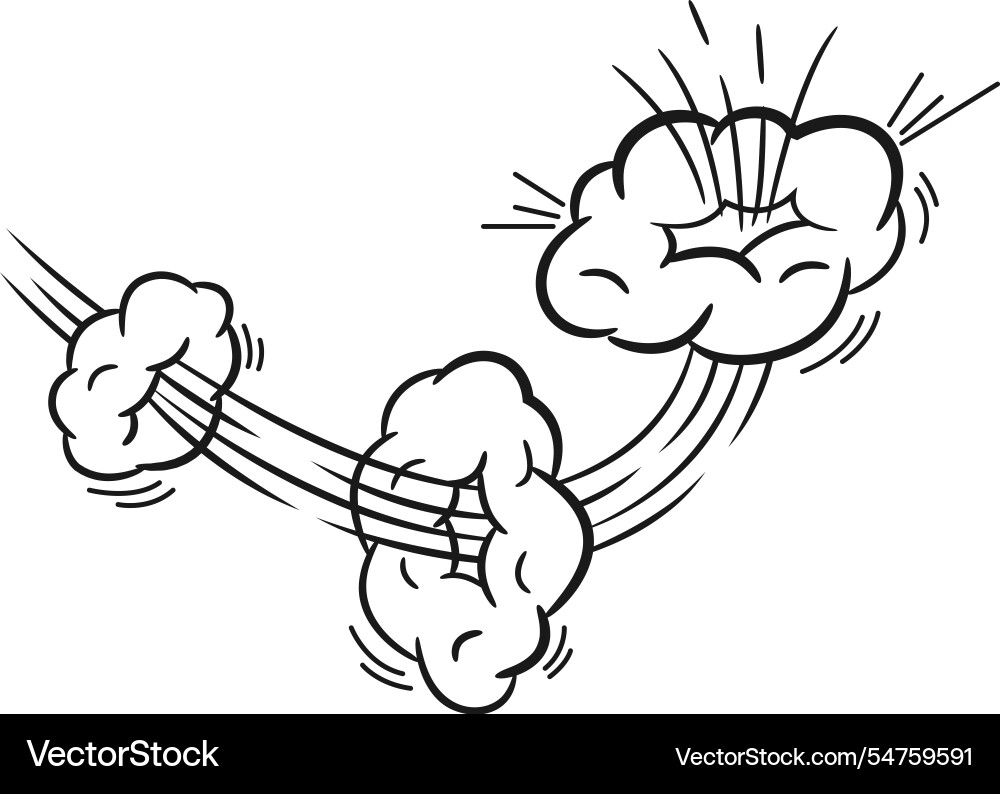 Hand drawn cartoon clouds are exploding with speed Hand drawn cartoon clouds are exploding with speed vector image