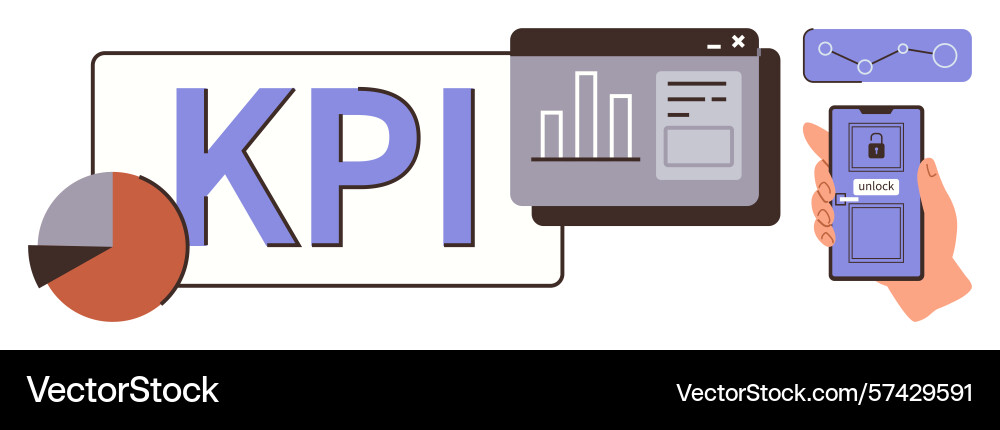 Kpi dashboard with graphs charts and mobile Kpi dashboard with graphs charts and mobile vector image
