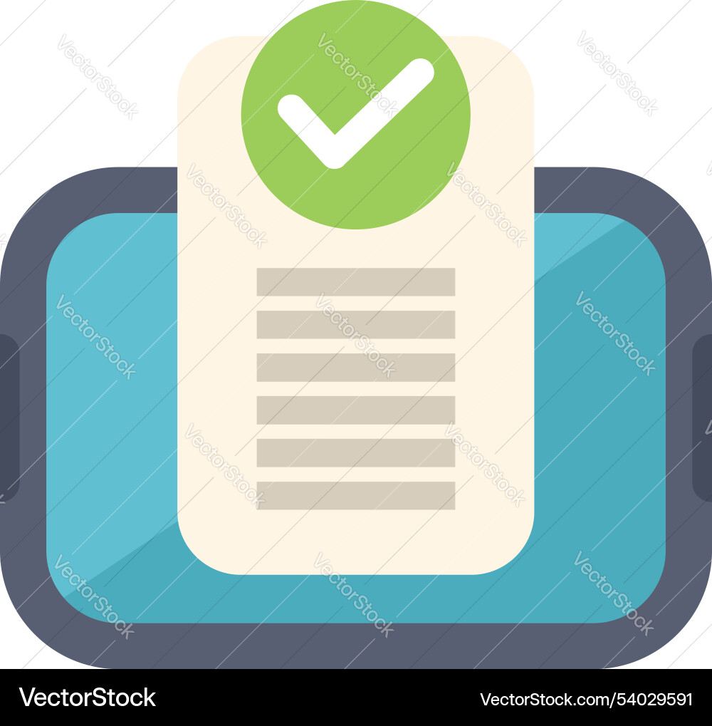 Mobile phone validating document with green check Vector Image