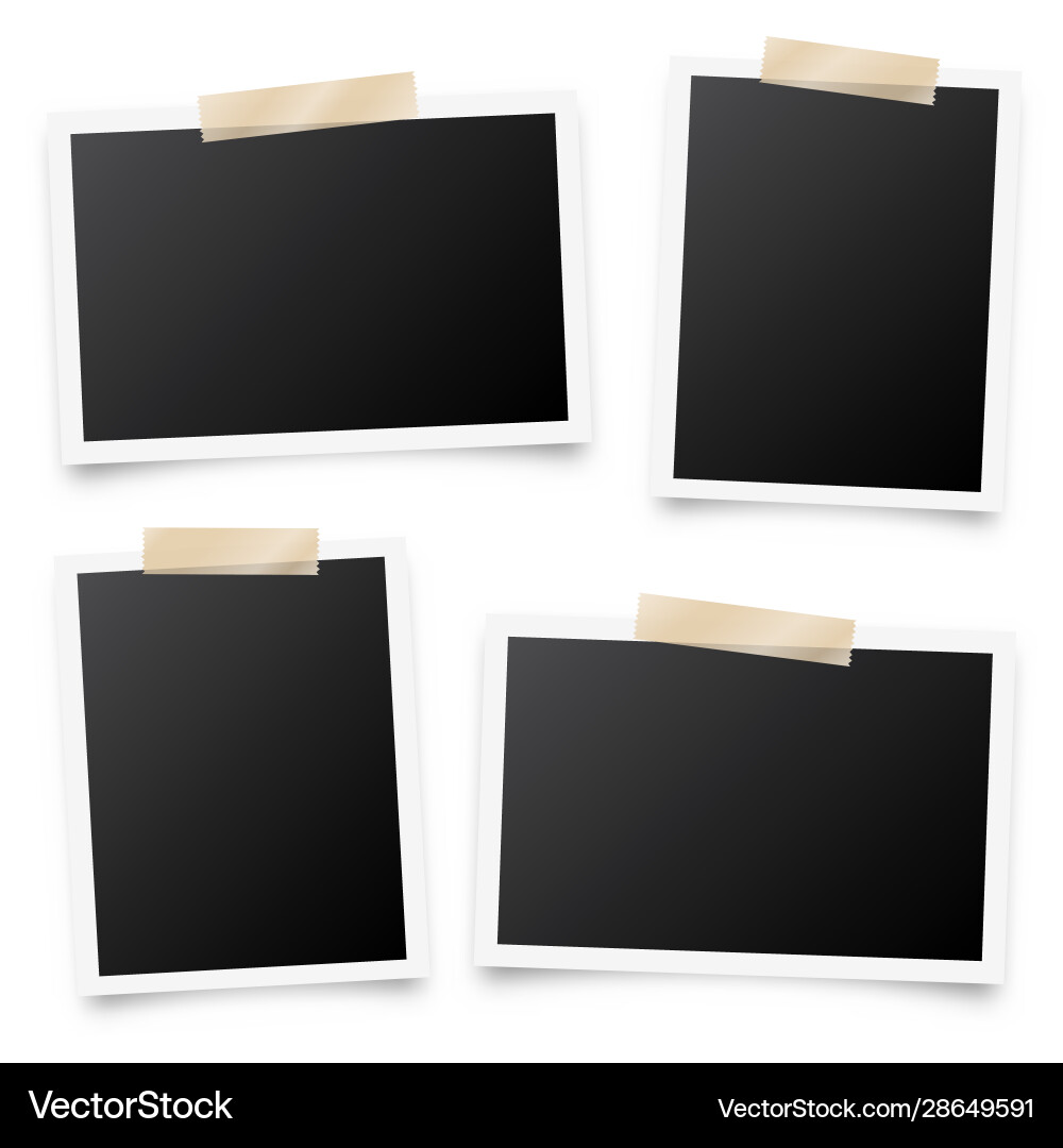 Realistic blank photo card frame film set retro Realistic blank photo card frame film set retro vector image