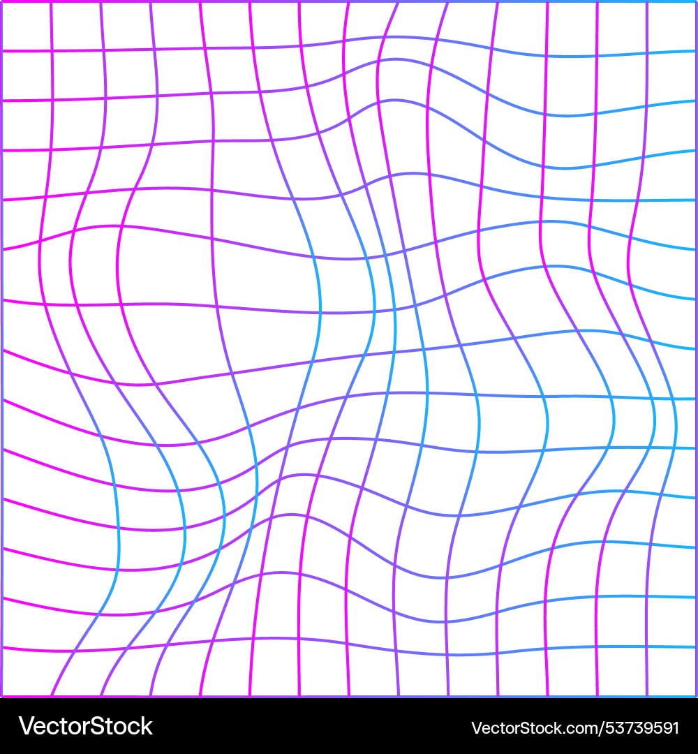 Retro cyberpunk wireframe distorted mesh colorful vector image