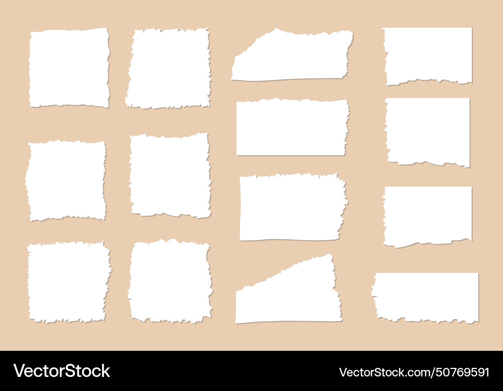 Rough paper edge set rectangle torn shape border Rough paper edge set rectangle torn shape border Vector Image