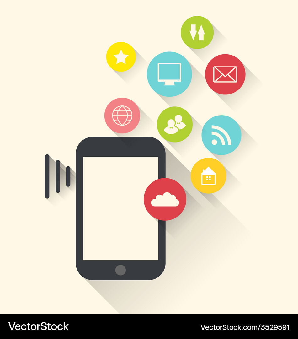 Smartphone device with applications app icons Vector Image