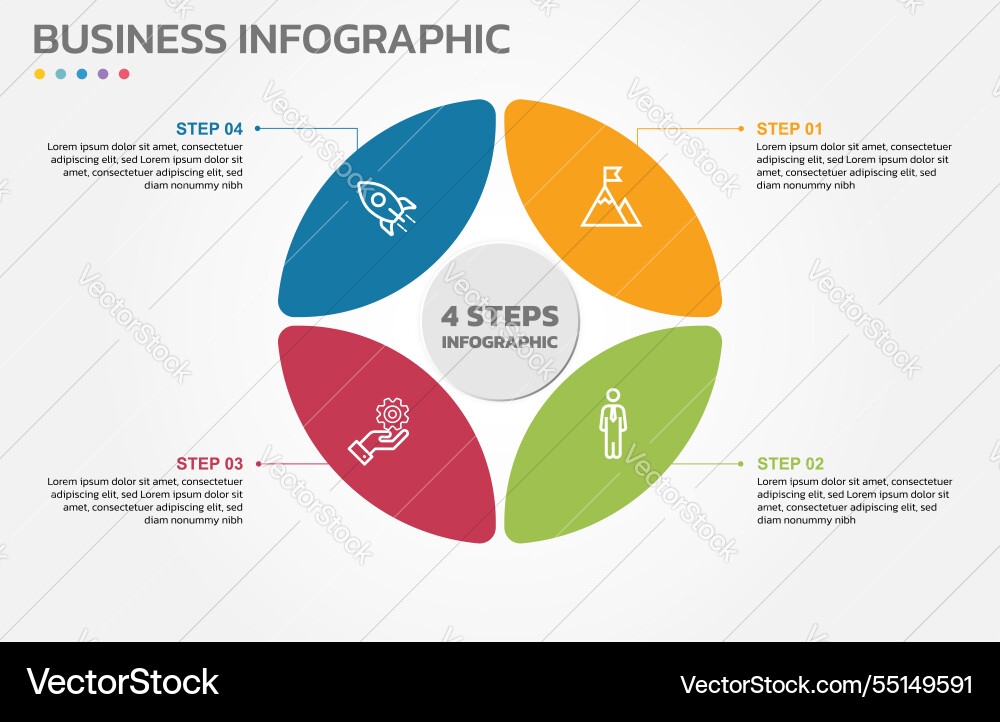 Visual data presentation cycle diagram with 4 Visual data presentation cycle diagram with 4 vector image