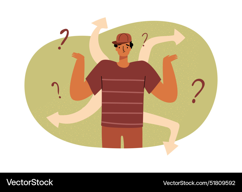 Choosing from multiple directions solutions path Choosing from multiple directions solutions path vector image