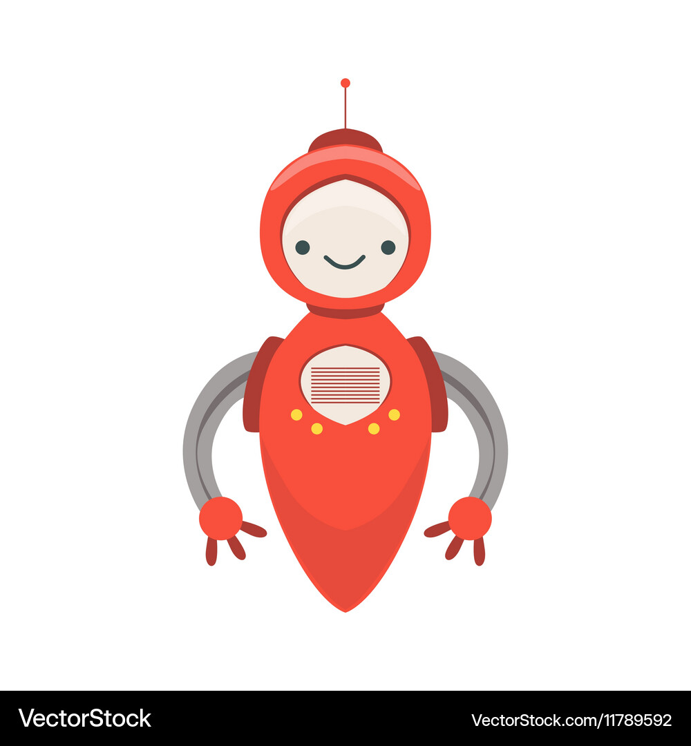 Red friendly android robot character without legs Vector Image