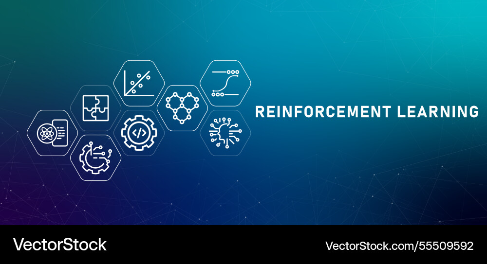 Reinforcement learning machine gradient header Reinforcement learning machine gradient header vector image