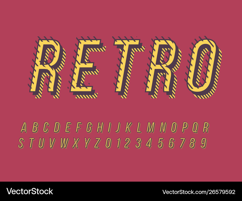 Retro font and alphabet stock Retro font and alphabet stock vector image