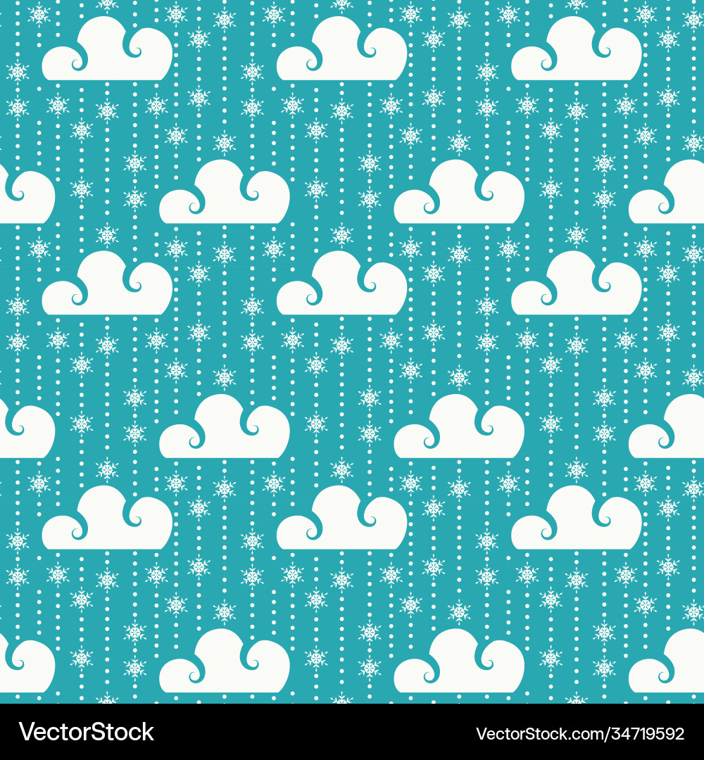Seamless pattern with clouds and snowflakes Seamless pattern with clouds and snowflakes vector image