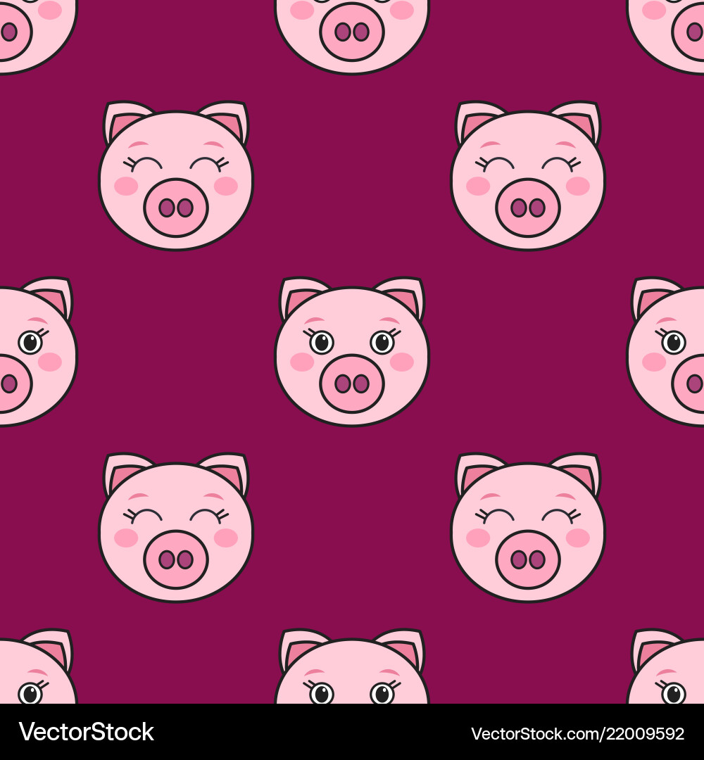 Seamless pattern with the cute pink pigs vector image