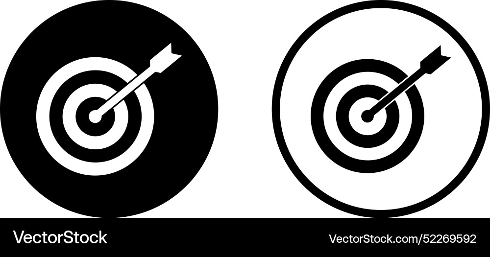 Target icon set in two styles isolated on white Target icon set in two styles isolated on white vector image