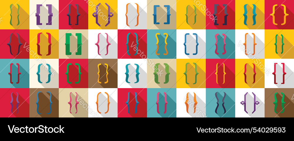 Bracket parenthesis icons set colorful curly Bracket parenthesis icons set colorful curly vector image