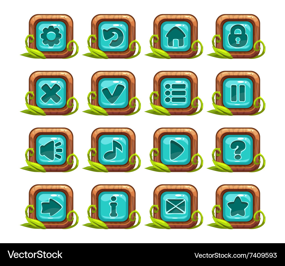 Cartoon Square Menu Buttons vector image