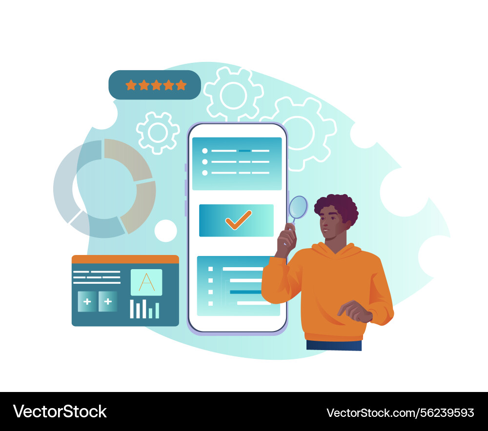 Digital app analysis with user interaction Digital app analysis with user interaction vector image