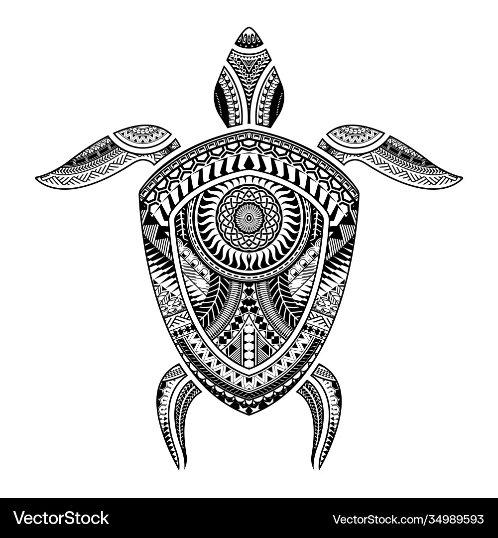 Polynesian tattoo turtle Royalty Free Vector Image