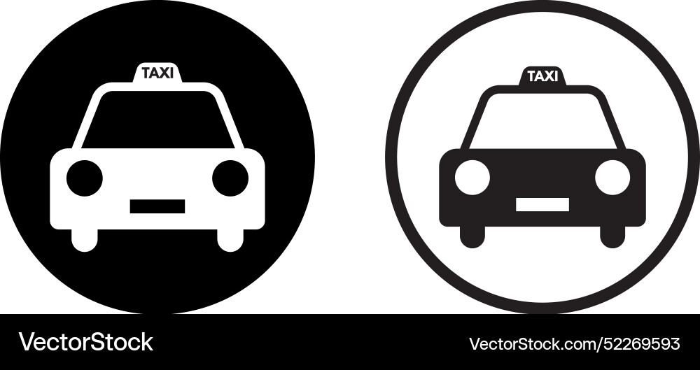Taxi-Symbol in zwei Stilen isoliert auf weiß Taxi-Symbol in zwei Stilen isoliert auf weiß vektorbild