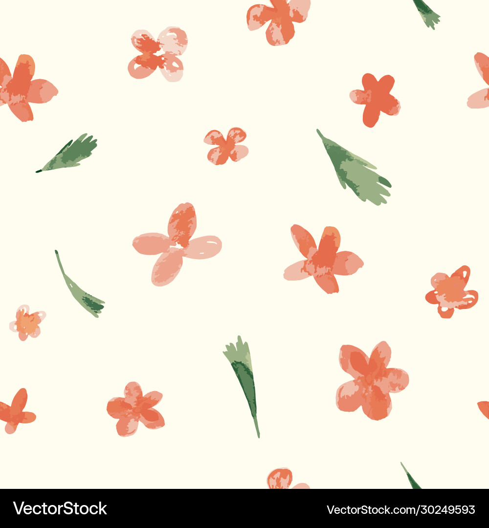Watercolor Spring Flowers Pattern Vector Image