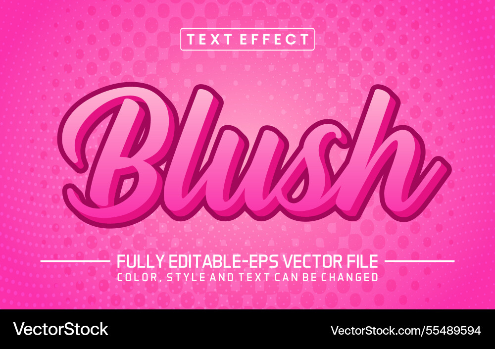 Blush text editable style effect Blush text editable style effect vector image