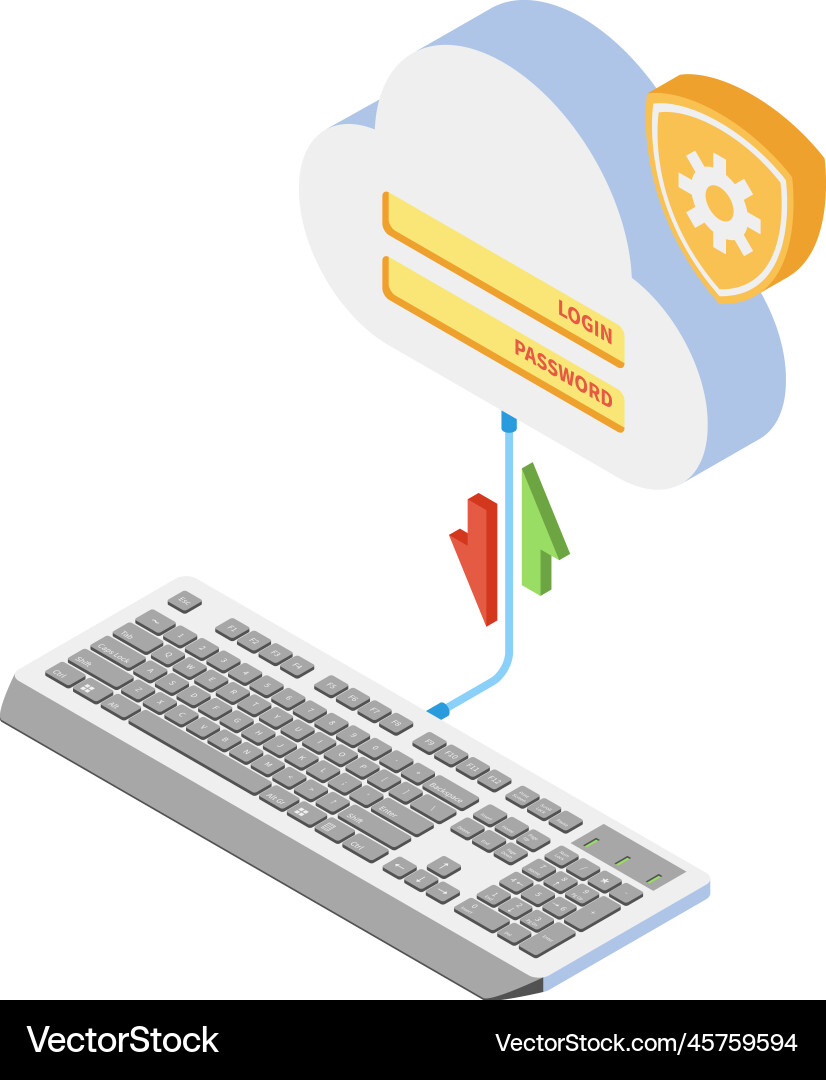 Cloud keyboard connection composition Cloud keyboard connection composition vector image