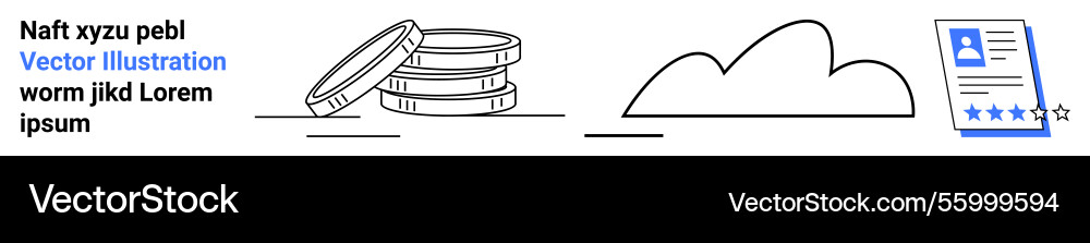 Coins stack cloud and document with rating Coins stack cloud and document with rating vector image