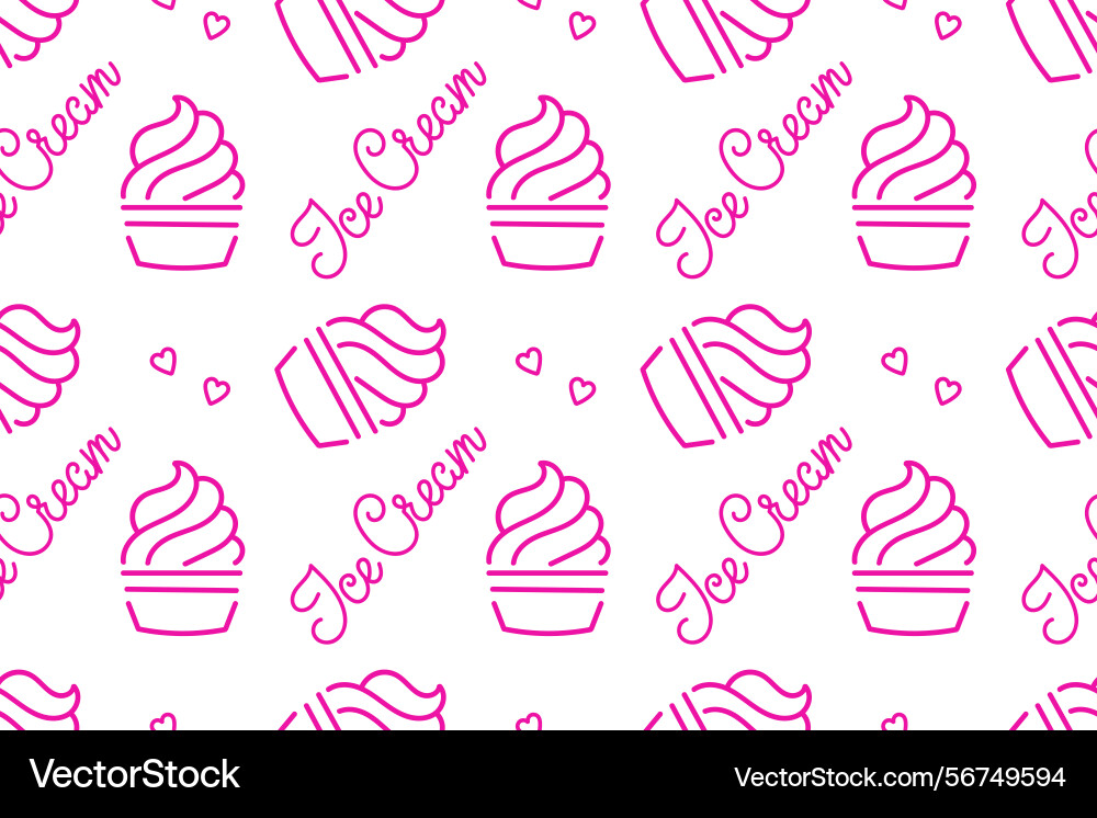 Colorful ice cream pattern with soft serve Colorful ice cream pattern with soft serve Vector Image