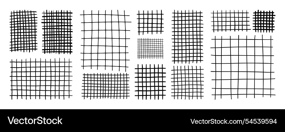 Hand Drawn Grid Pattern - Square & Stripe Vector Image
