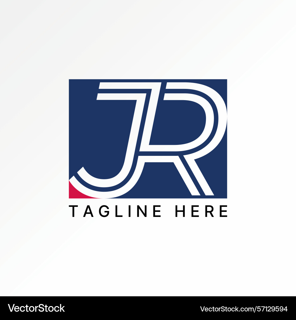 Initial jr italic font double line connected speed vector image