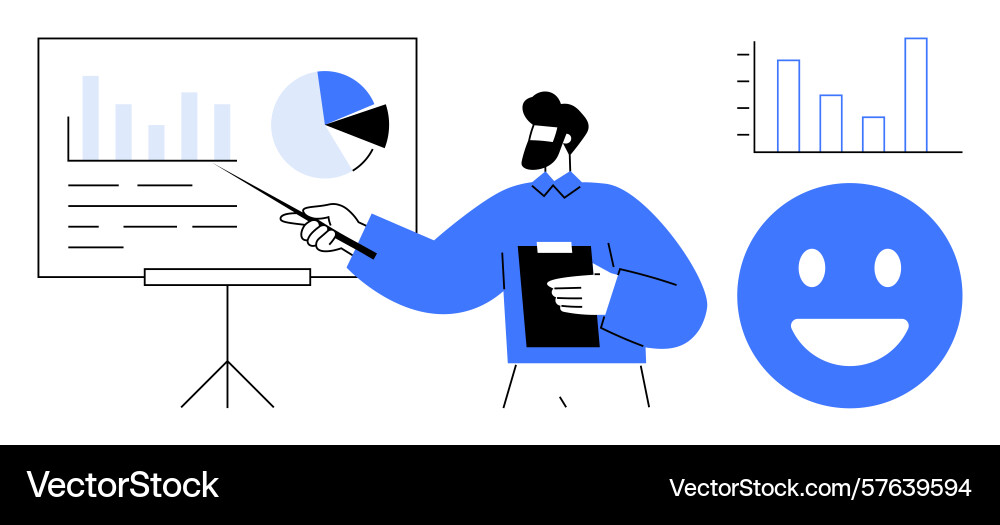 Presenter discussing charts and data insights Presenter discussing charts and data insights vector image