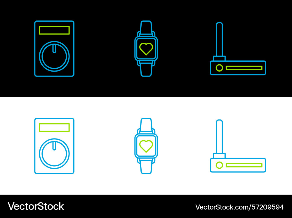 Set line router and wi-fi signal remote control vector image