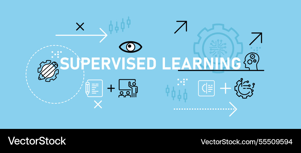 Supervised learning ai artificial intelligence Supervised learning ai artificial intelligence vector image