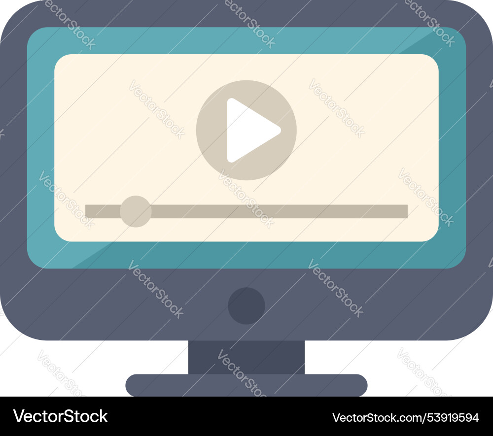 Video player on desktop computer screen displaying Video player on desktop computer screen displaying vector image