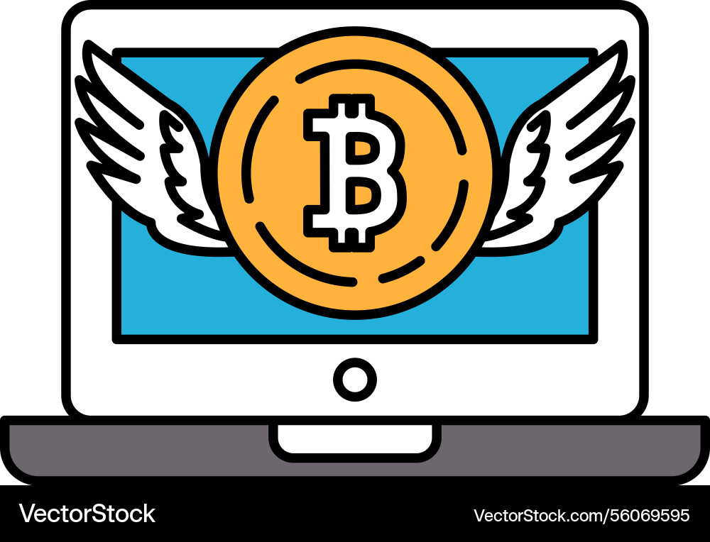 A computer monitor with large b on it and wings A computer monitor with large b on it and wings vector image