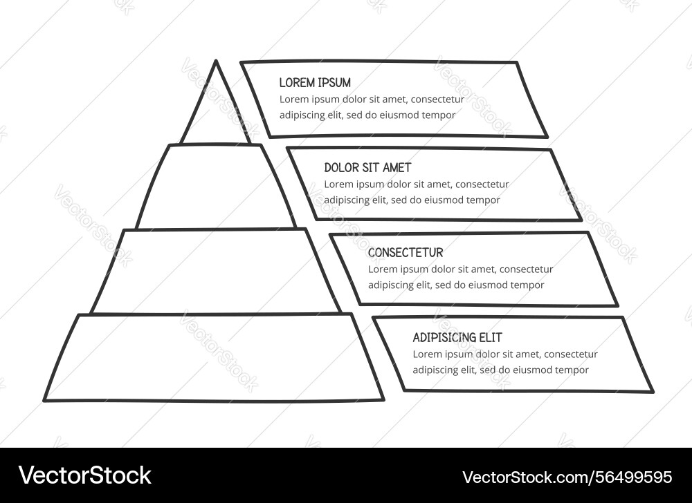 Hand gezeichnetes Pyramidendiagramm Vektorbild