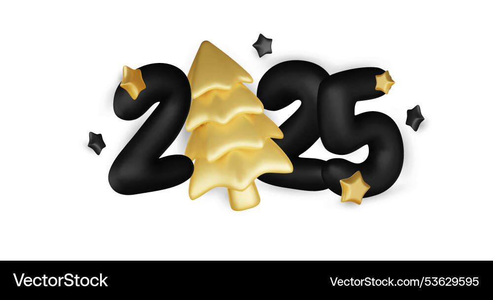 Realistic 2025 black numbers and festive confetti Realistic 2025 black numbers and festive confetti vector image