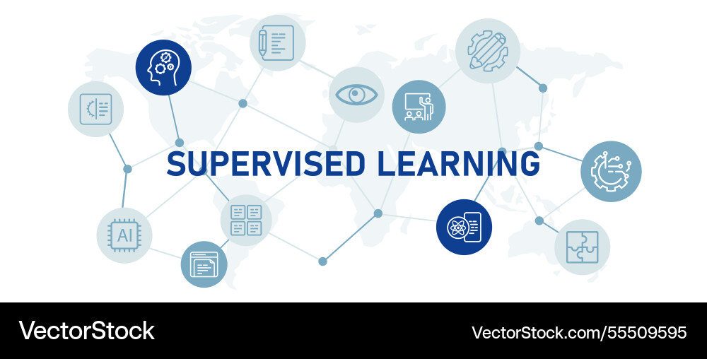 Supervised learning ai artificial intelligence Supervised learning ai artificial intelligence vector image