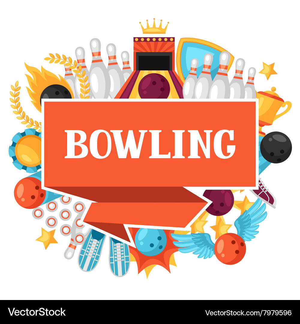 Background with bowling items image Vector Image