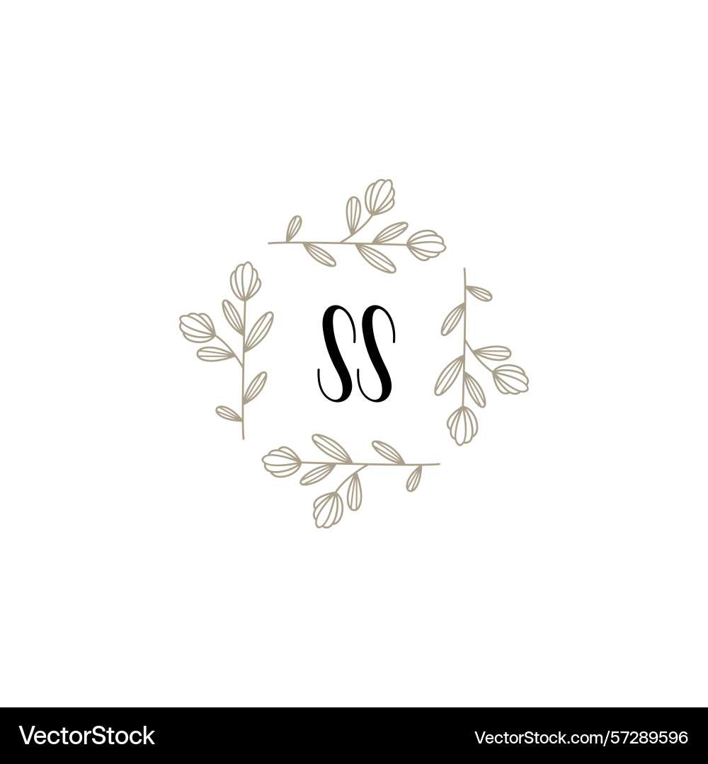 Botanical monogram logos with initial ss Botanical monogram logos with initial ss Vector Image
