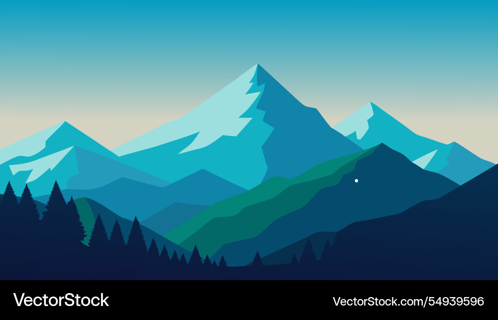 Breathtaking view of a mountain range enveloped Breathtaking view of a mountain range enveloped Vector Image